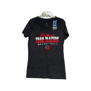 Women’s Adidas NBA Portland Trail Blazers Line Wordmark Tee in Grey Sz LG NWT